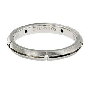 Authentic Tiffany & Co. 18 Karat White Gold Diamond Wedding Band Ring Size 5.5